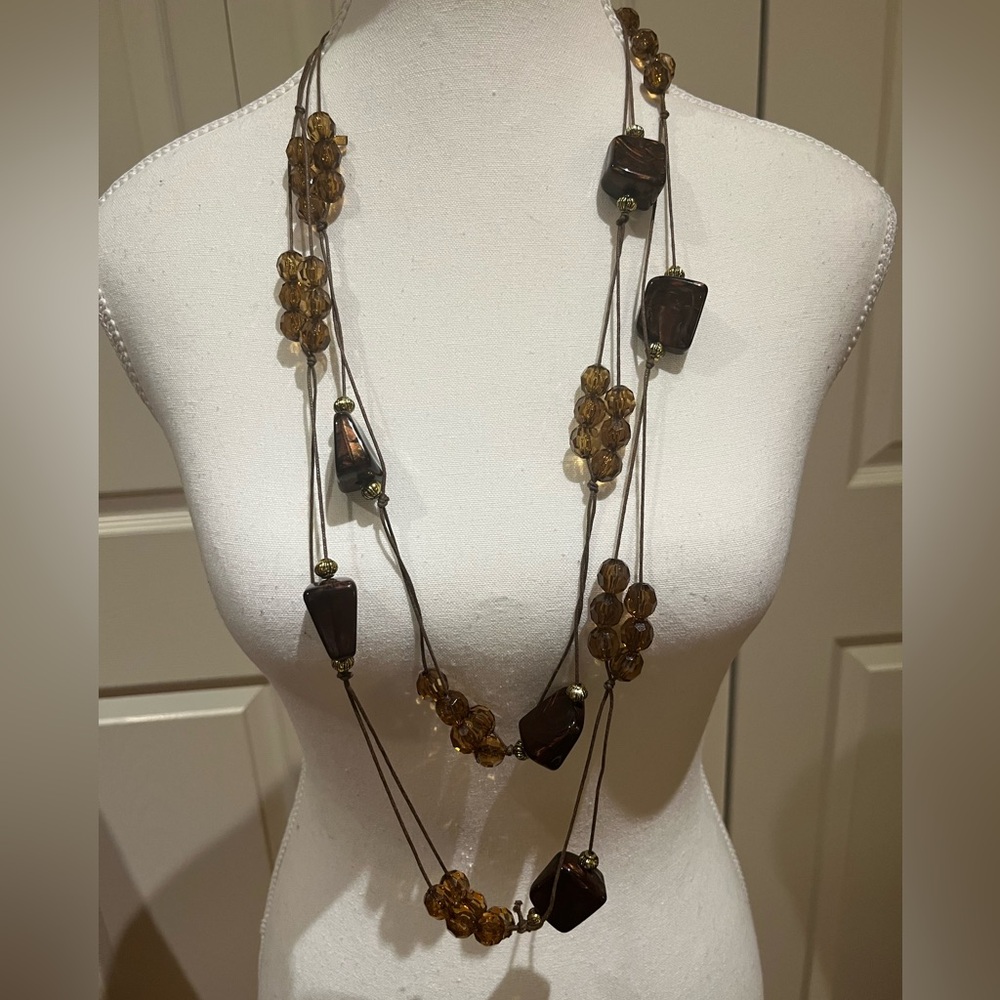Brown faux beaded necklace